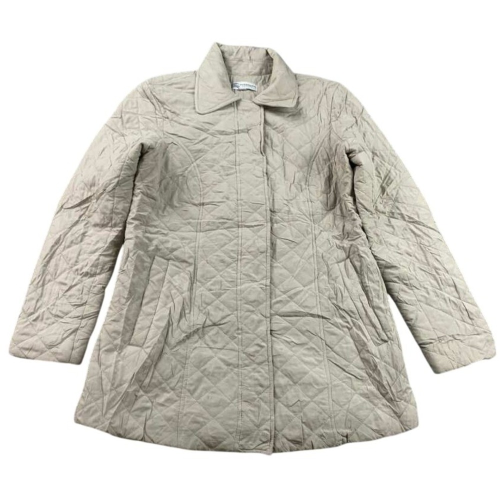 Vintage Y2K Burberry London Quilted Jacket Nova Check Lining Beige Tan Women M